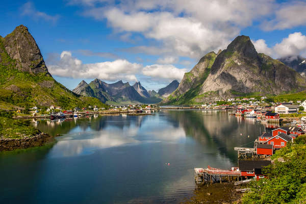 View of a small harbour in the Lofoten Islands