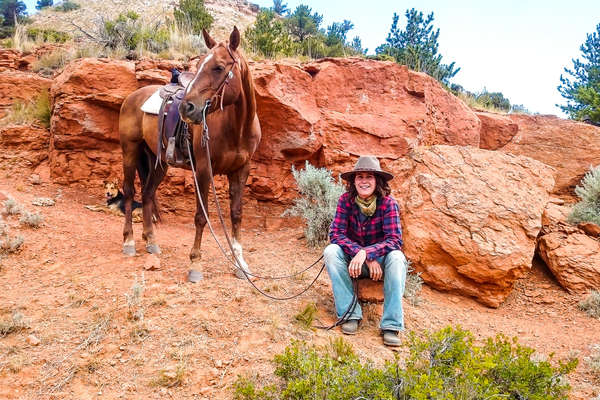 Western rider and horse at a US ranch